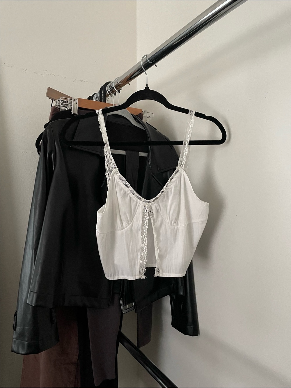 3/$15 White Lace-Trim Cropped Camisole